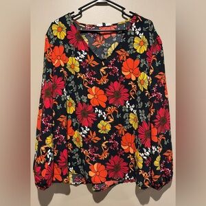 Vibrant Floral V-Neck Blouse